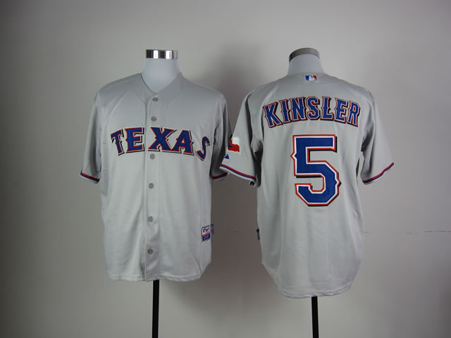 Men Texas Rangers #5 Kinsler Grey MLB Jerseys